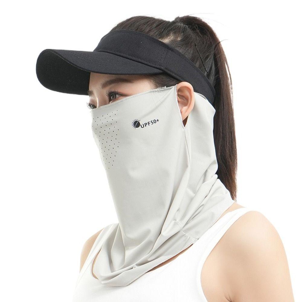 Letter Sunscreen Face Veil Breathable Neckline Face Cover Thin Summer Ice Silk Face Mask  Driving