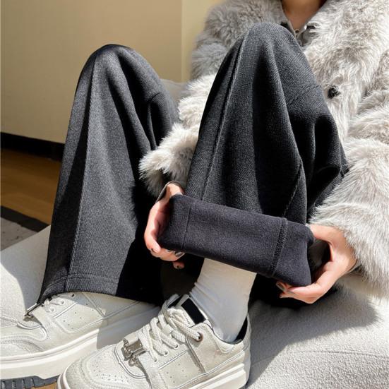 Dambyxor Raka Vida Ben Dragsko Elastisk Midja Lediga Byxor med Fickor Enfärgad