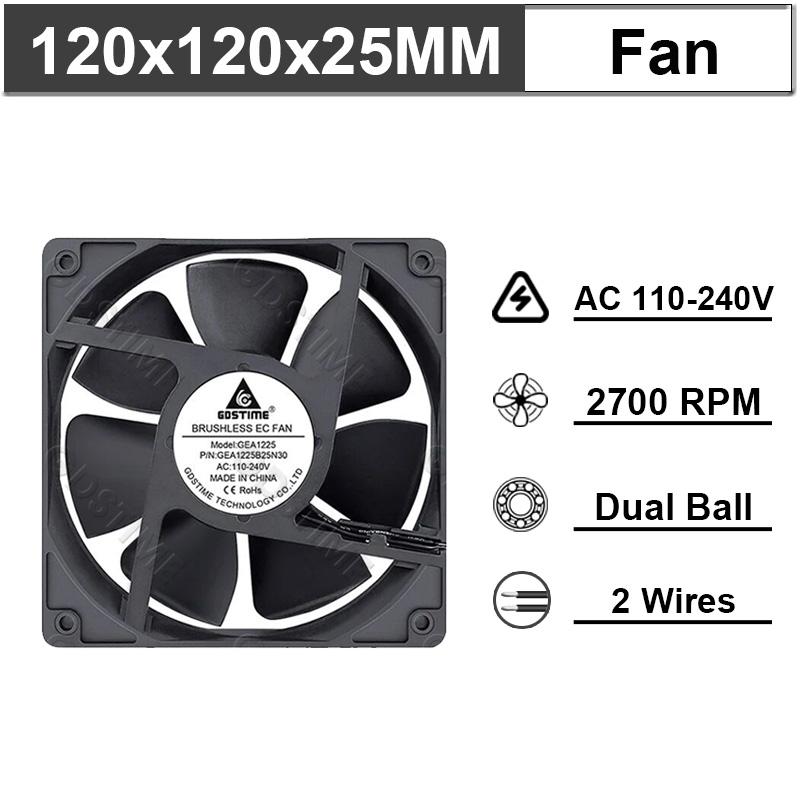 1Pcs 60mm 80mm 90m 120mm AC 110V 220V 240V 3 inch Dual Ball Plastic Universal Cooling Cooler PC CPU Fans Airflow For Computers
