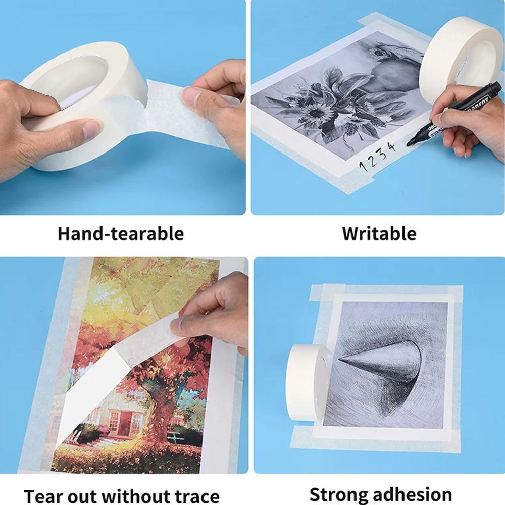 White Masking Tape Removable Easy To Remove Universal Paint Tape Suitable for Craft School Office Art DIY Projects