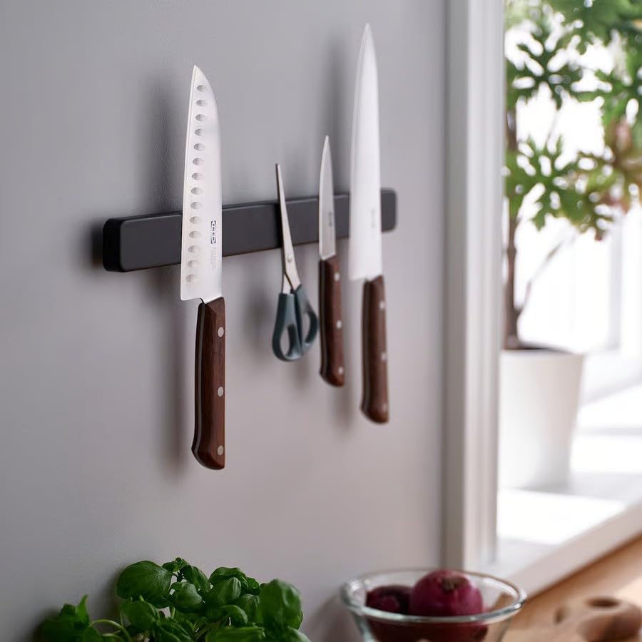 IKEA VARDAGEN 3-piece Knife Set In Stainless Steel and Walnut (m90602474)