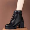 Large size 24 autumn new lace-up round head buckle with thick-soled short tube women's British style fashion trend Martin boots