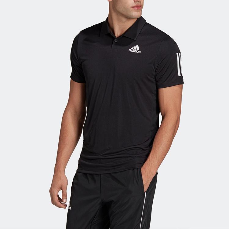 adidas Solid Color Logo Tennis Sports Short Sleeve Polo Shirt Black Men's HB6224