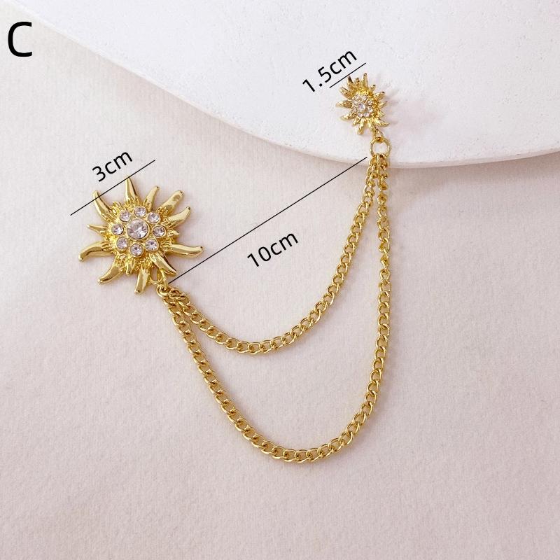 Starfish And Conch Shape Collar Chain Brooch Tassel Brooch Shirt Collar Decoration Button Needle Fit Daily Wear