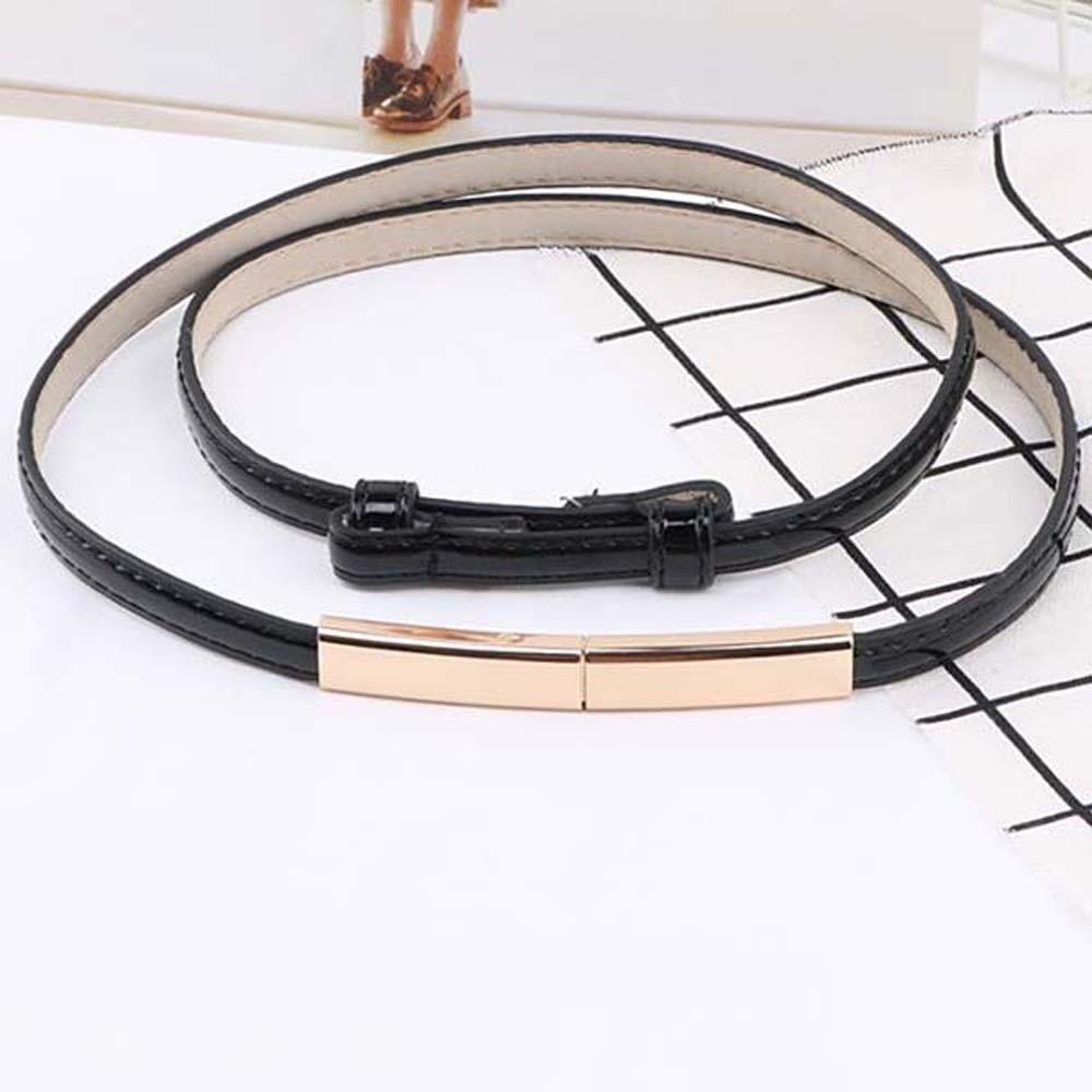 Solid Color Patent Leather Belt Adjustable Women Waistband Jeans Decor Thin Buckle Belt  Gift