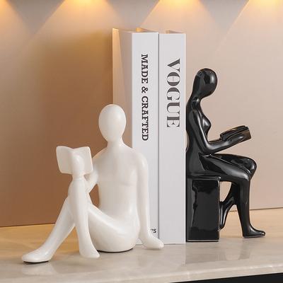 Keramik Abstrakte Figur Statue Buchstütze Leser Figur Nordisch Modern Einfach Heimdekoration Bücherregal Schreibtisch Buchstützen Ornamente