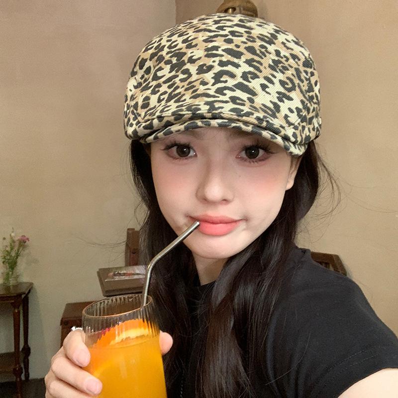 

Ретро Леопардовый Принт Spice Girl Кепка Бейсболка Женская Нишевая Уличная Показ Лица Нишевая Шляпа Продвинутое Чувство M（56-58cm） цветной печати леопарда