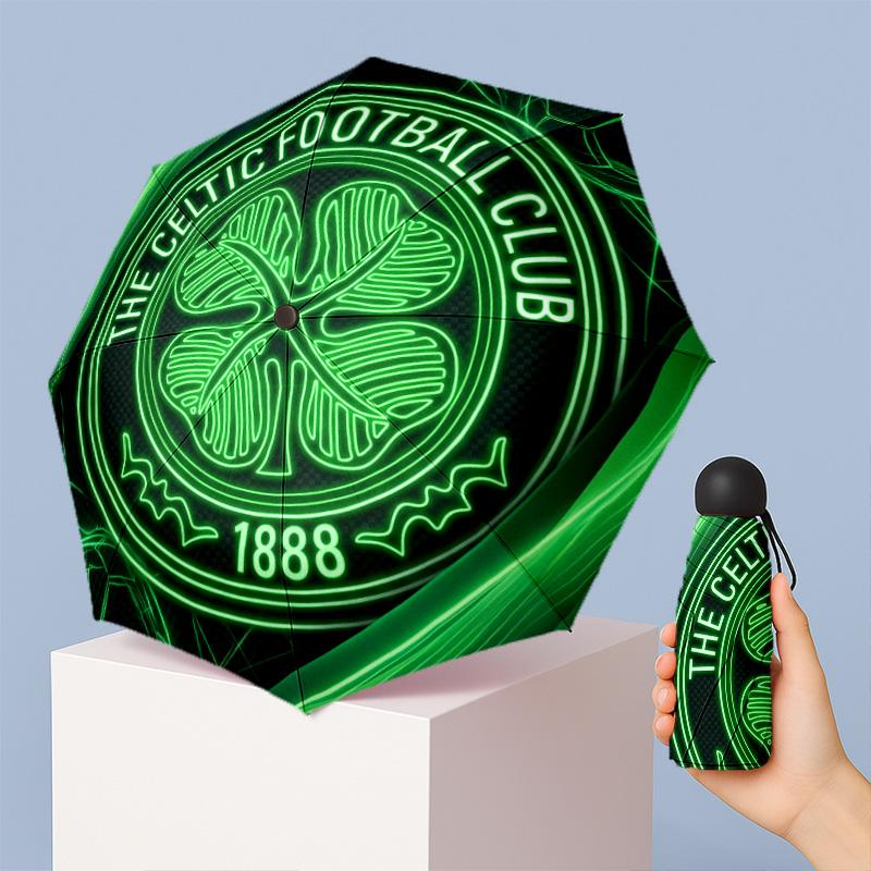 Celtic FC Mini 5 Fold Pocket Umbrella Compact Lightweight Anti UV Rain Sun Protection Umbrella Portable Travel Umbrella