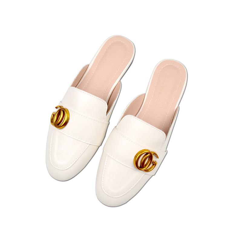 Fashion Women's Gold Metal Slippers Round Toe Parka Soft Astronomical Closed Toe Mules Summer Fashion Shoes 44-33