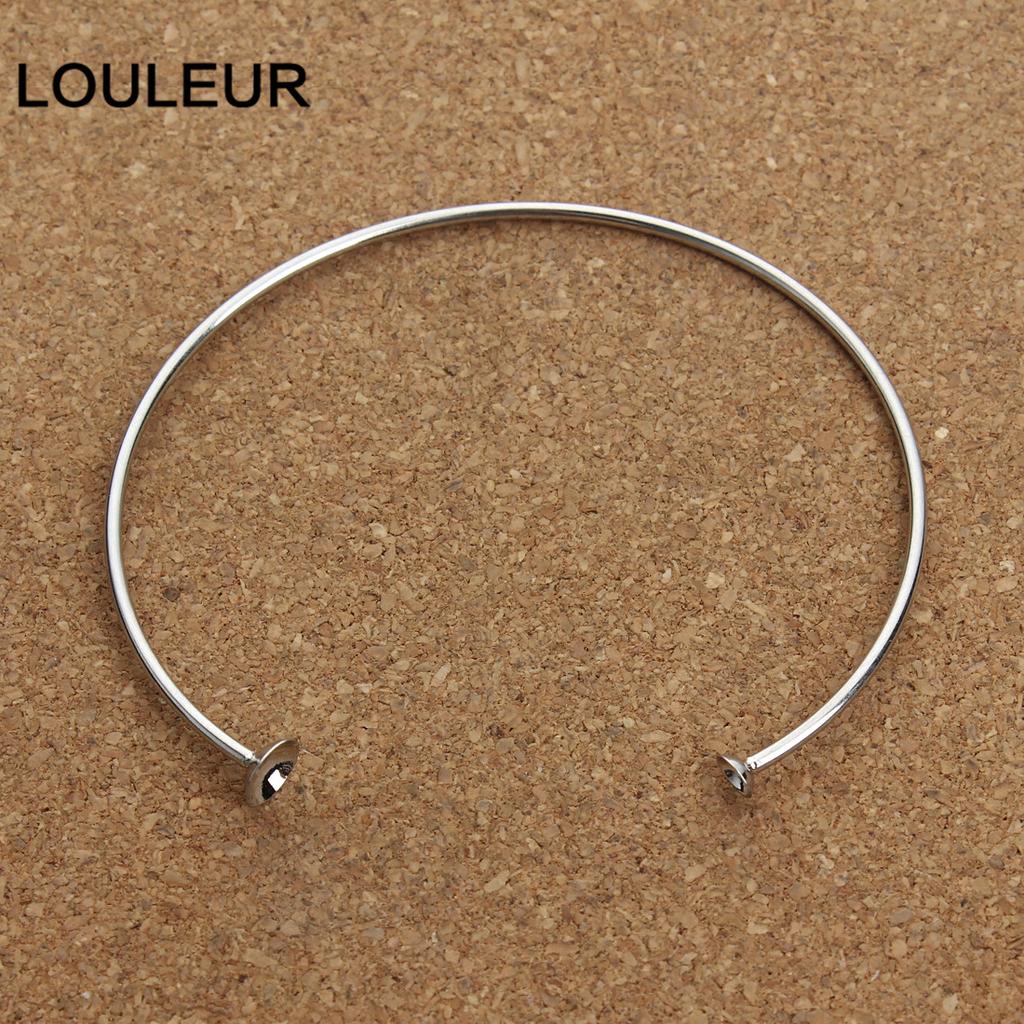 2pcs/lot Stainless Steel Open Bracelets Bangles Settings Cabochon Base Bezel Trays Fit Round Beads DIY Jewelry Making Fin