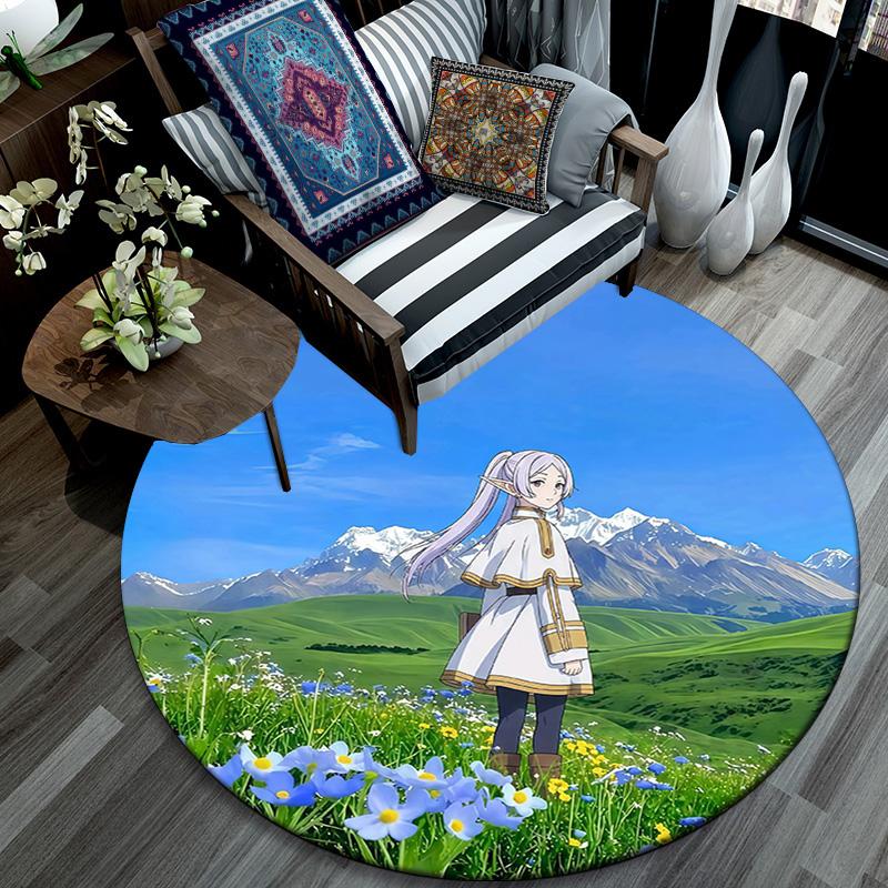 Frieren2 Round Area Rug,Carpet Rug for Living Room Bedroom Sofa Playroom Decor,Non-slip Floor Mat