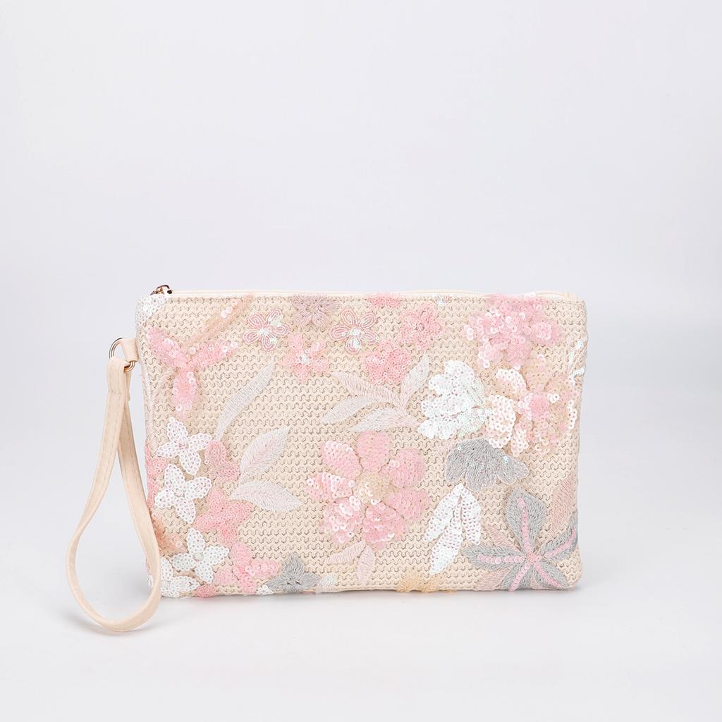 High-end Sequined Woven Dinner Bag New Embroidery Clutch Bag Summer Niche Straw Woven Bag Fashion Women's Envelope Bag