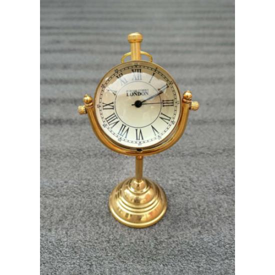 Vintage Style Brass Table Top Clock, Double Face Table Nautical Clock Desk Watch