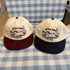 Blogger Cute Cat Embroidered Flat-brimmed Cap Female Retro Color Matching Showing Face Small Baseball Hat Male