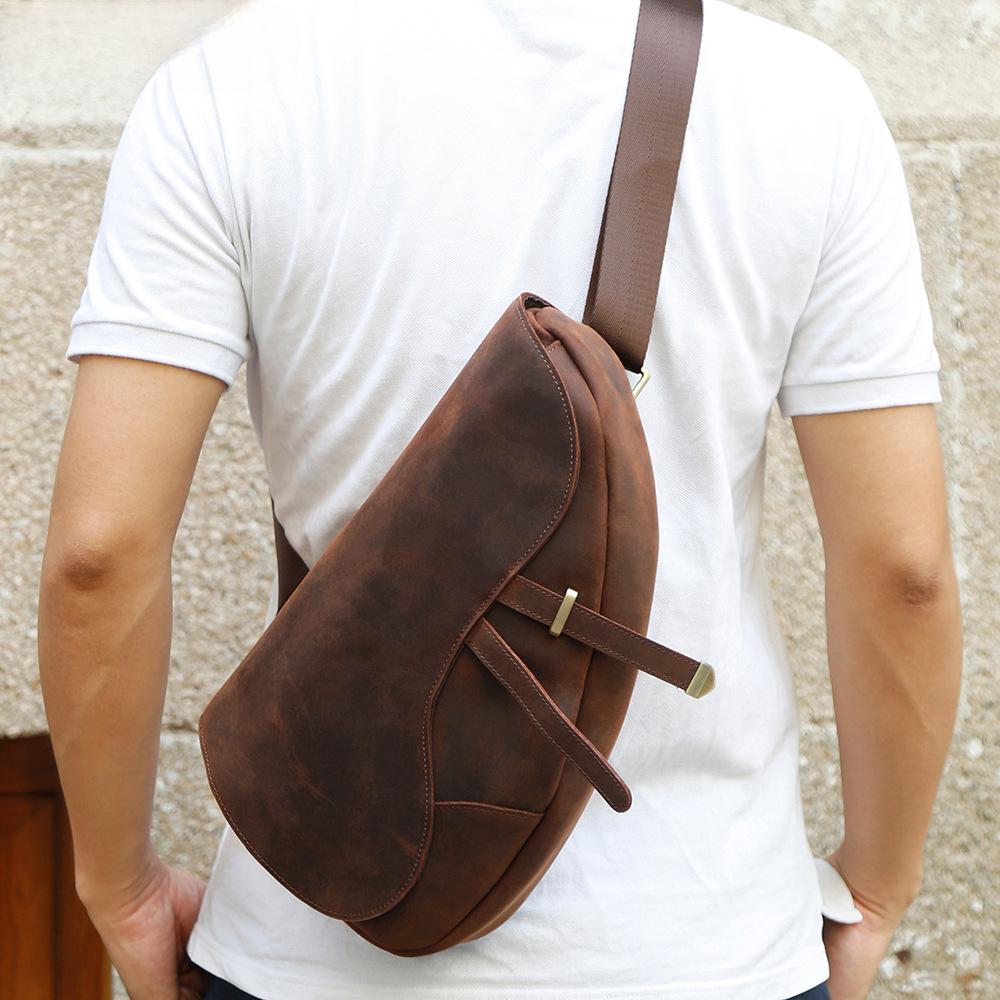 Men's Multi-functional Crossbody Bag Saddle Bag Men's Crossbody Bag