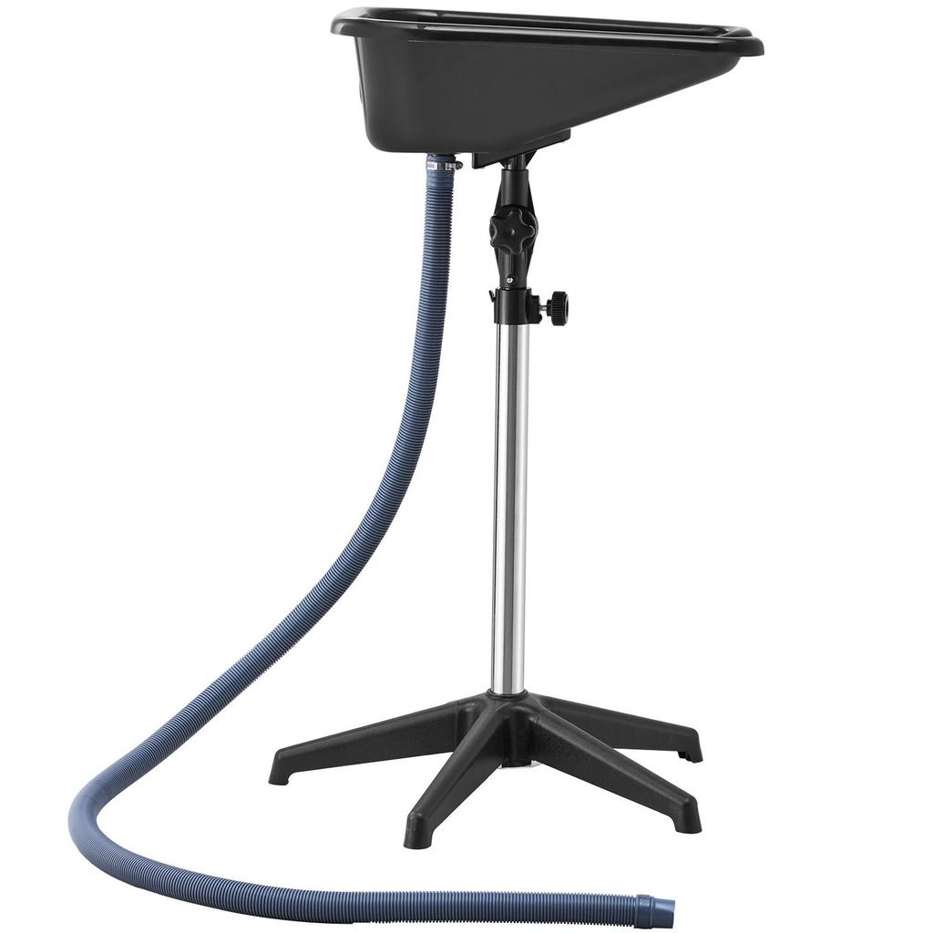 Portable Shampoo Bowl, Shampoo Sink with Adjustable Height & Angle, Salon Hair Wash Sink with Drain Hose and Star-Shaped Support Base for Barbershop