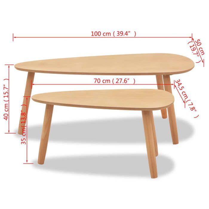 Tables basses en bois de pin massif - VIDAXL - Style scandinave - Marron - 244733