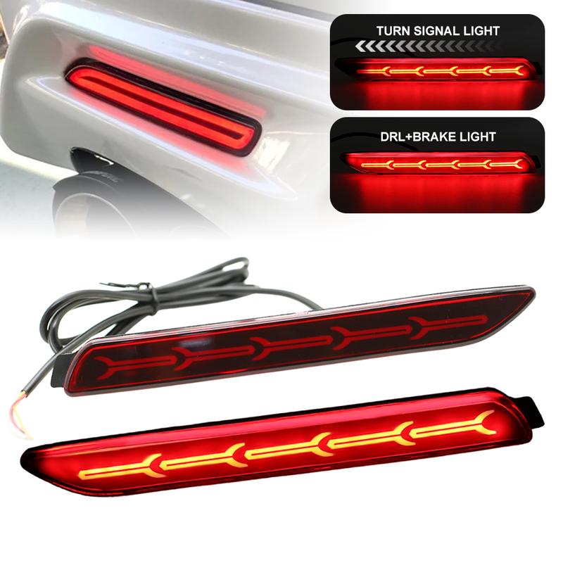 3 Functions DC12V 2PCS LED DRL Rear Bumper Brake Light for Toyota Camry 2007-2013 RAV4 2020 Lexus NX 2015-2018 RC 2015-2018