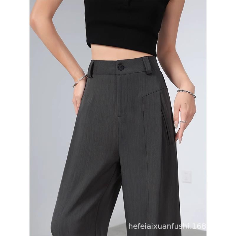 Women's High-Waisted Gray Wide-Leg Trousers - Spring/Autumn 2025 Collection