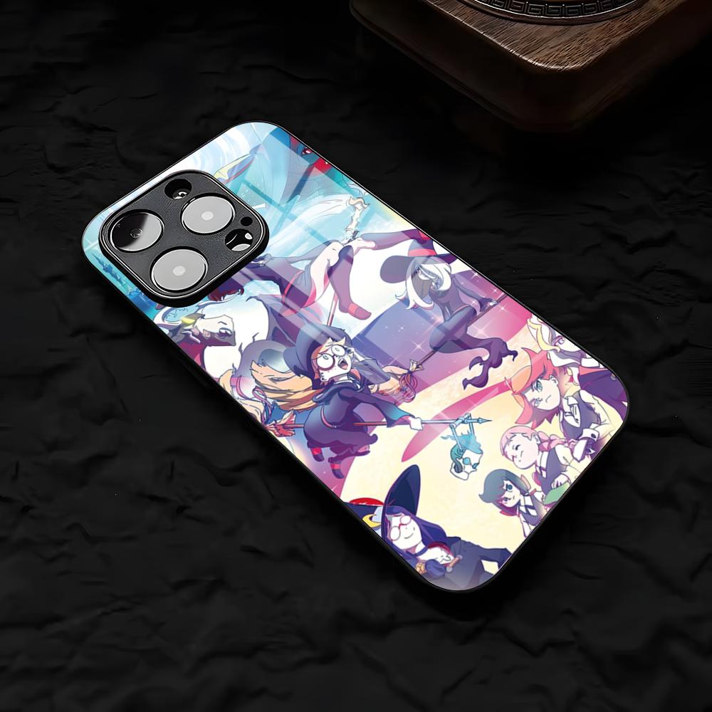 L-Little Witch Academia Phone Case For IPhone 17 Air 16 E Pro Max 15 14 13 Mini 12 Pro 11 Max Plus Black Glass Cover