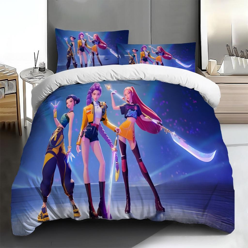 Anime DDemon H-Hunters Duvet Cover SetBedroom Duvet Cover SetPolyester Bedding Set with Pillow CaseHome Textiles King Queen