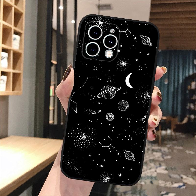 Galaxy Space Moon Star Phone Case For iphone 17 Pro Max Air 16 15 14 13 Pro Max 15 16 Pro 15Plus
