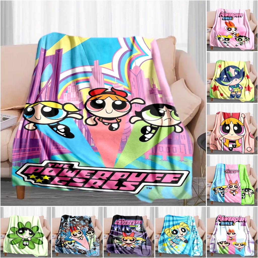 1PC The Powerpuff Girls printed blanket, all season lightweight home office outdoor nap multifunctional blanket A5