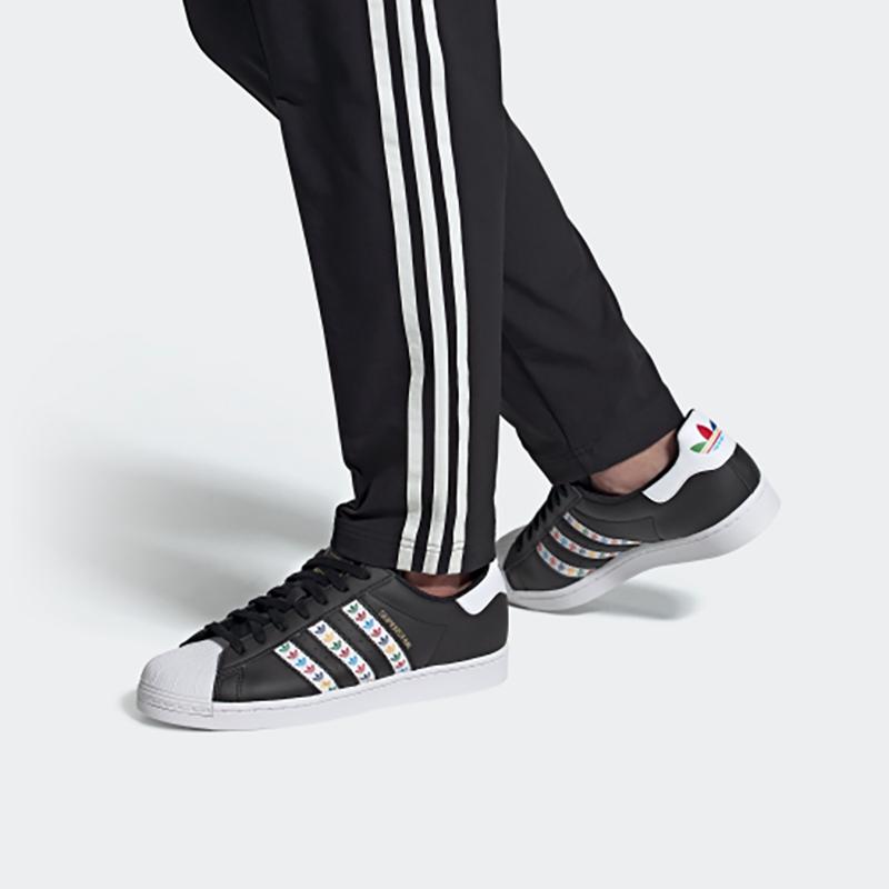 Adidas Superstar Schwarz Mehrfarbig Kleeblattstreifen Sneaker FZ0058