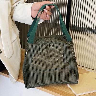 Ventilated Toiletry Organizer Clear Mesh Storage Bag Large Capacity Portable Shower Accessories Holder with Handle