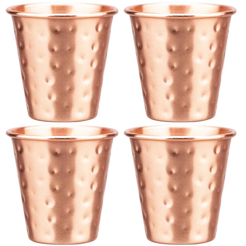 Yiran Furniture 3/4Pcs Mini 60Ml New 100% Copper Cups Pure Solid Moscow Mule Pure Copper Mugs-Shaped 2Oz Cocktail Cups Beer Milk Mug Drinkware