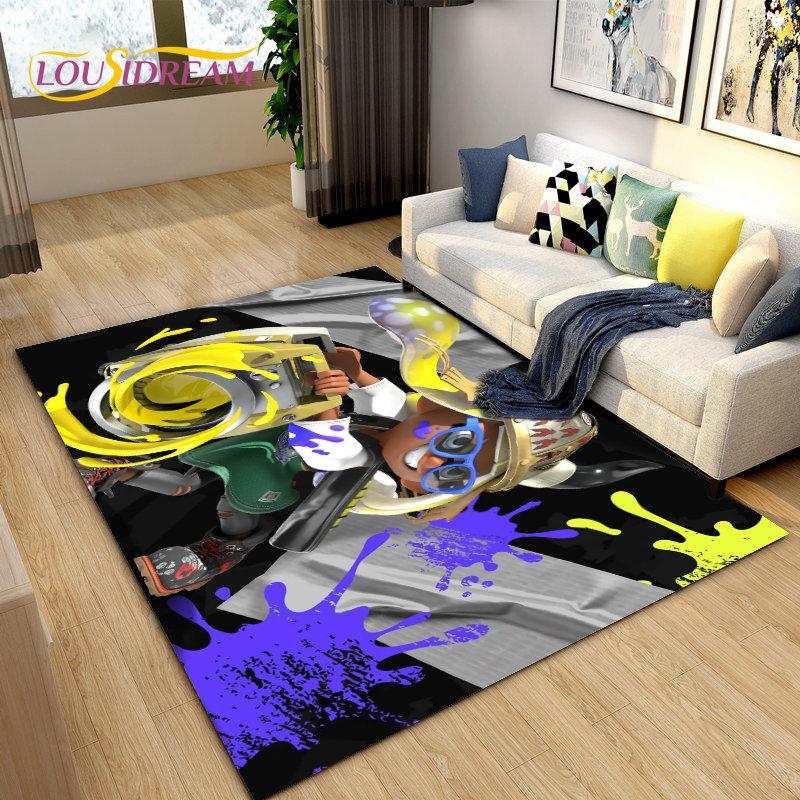 Splatoon,PC Game Gamer Cartoon Area Rug,Carpet Rug for Living Room Bedroom Sofa Doormat Decoration, Kids Play Non-slip Floor Mat