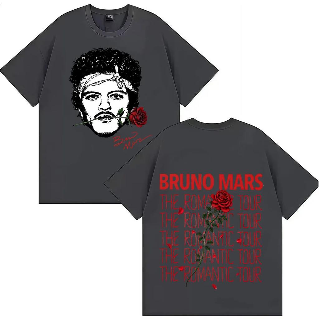 Rapper Bruno Mars The Romantic Tour 2026 Hip Hop Tričko Pánské Dámské Oboustranný Potisk Bavlna Krátký Rukáv Tričko Streetwear