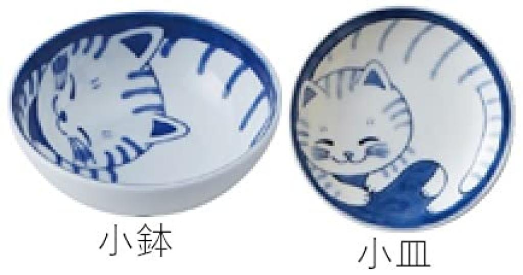 Pottery Nekochigura Tableware Lightweight Tableware Made In Mino Ware Cat's (Tiger) 7-piece Set, (usukaru), Japan,