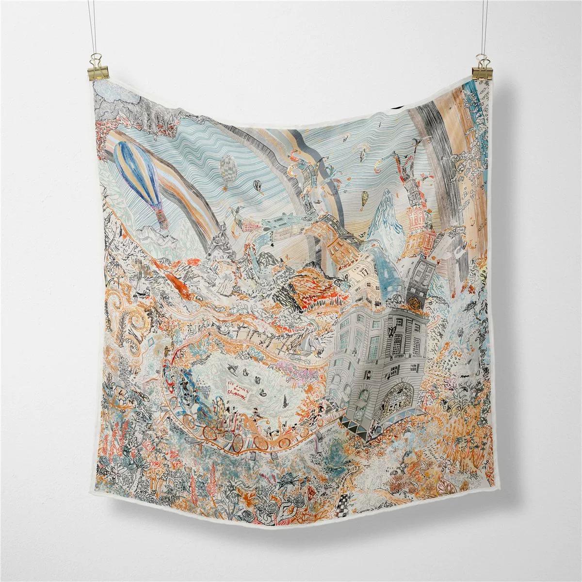 

Printed Headband Scarf Women 53CM Twill Silk Decorative Handkerchief Collar Scarf 53X53CM