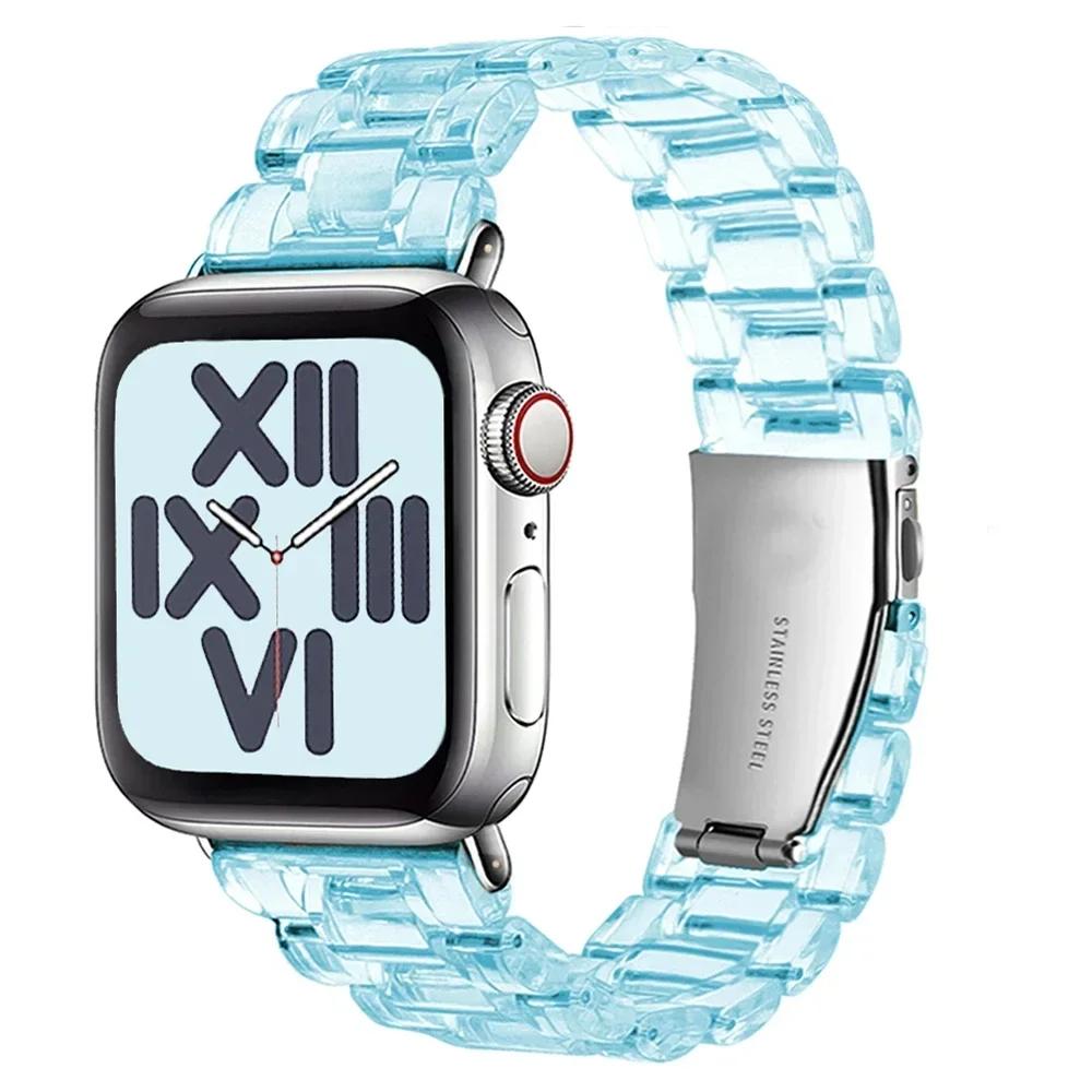 Transparent Strap for Apple Watch Band 41-45mm-42-46mm-40mm-44mm 38mm Link Bracelet Iwatch Series 8 7 6 5 4 SE 9 10 Ultra 2 49mm