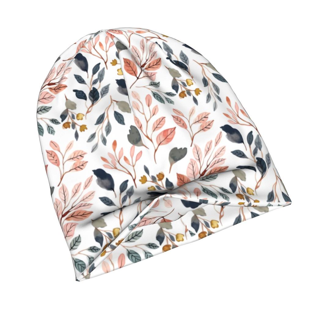 2D Flat Printing Seamless Pattern Floral Watercolor Graphic Minimalist Knit Hat Designed for Adults Who Enjoy Quiet Style Complements Neutral Tones An