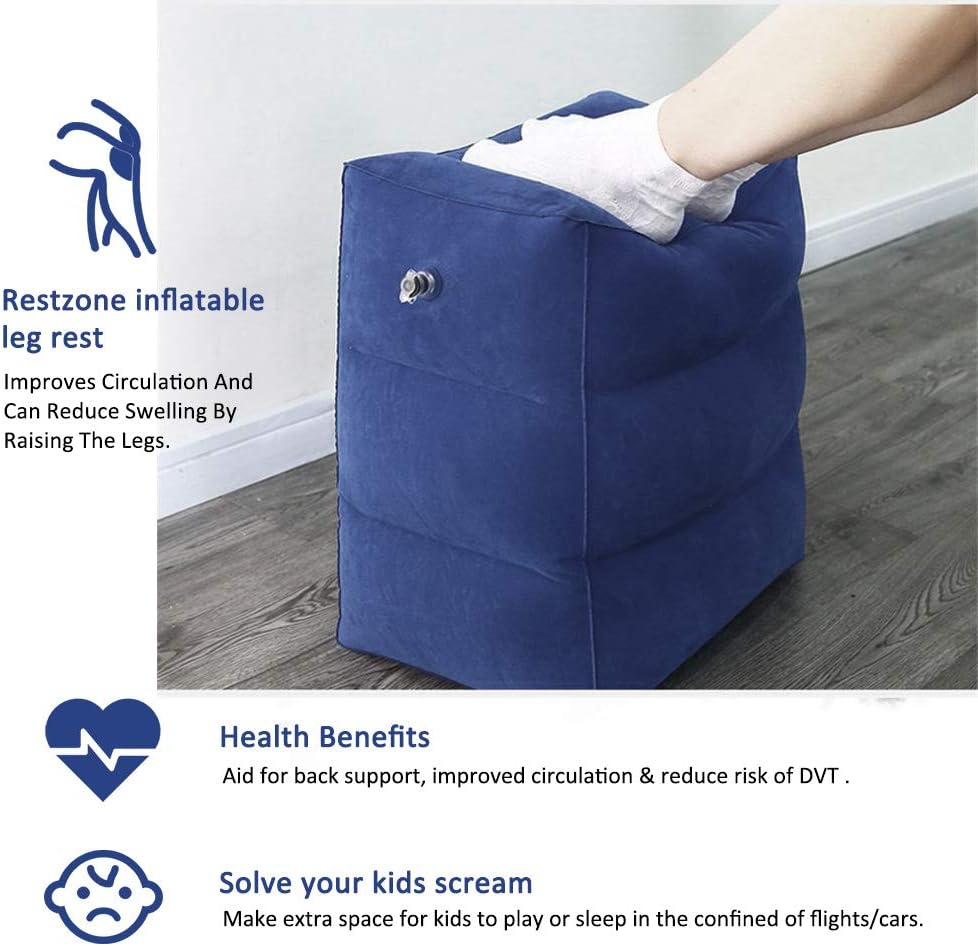 Inflatable Travel Footrest Pillow Multifunctional Adjustable Height Travel Pillow For Kids Sleeping And Leg Rest 