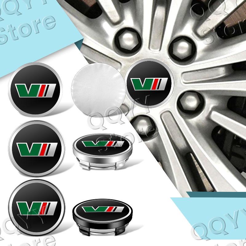 HSW2 4Pcs V VRS Logo Car Tire Wheel Center Hub Caps Decor Stickers For Skoda Octavia 1 2 3 Kamiq Superb Rapid Kodiaq Karoq Fabia