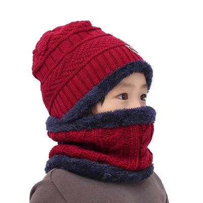 Children's Hat and Scarf Two-piece Set Plus Velvet Boys' Ear Protection Woolen Hat Autumn