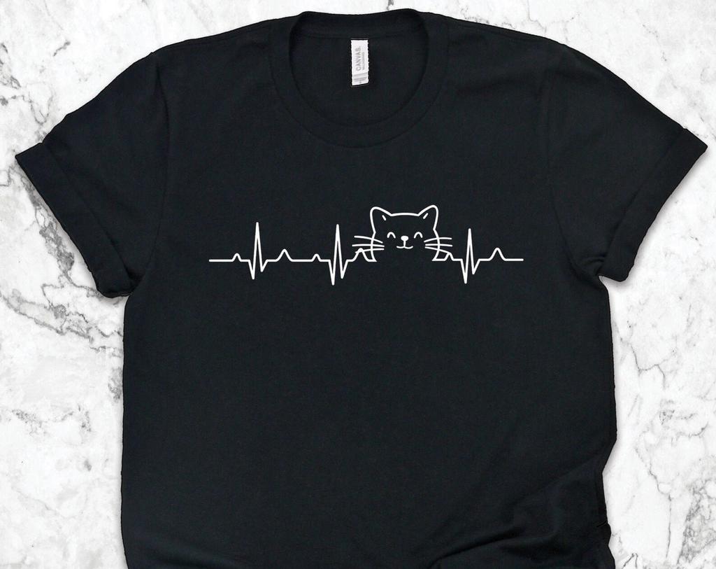 Pet Cat Cat Heartbeat and kids tshirts, Cat Owner and kids tshirts, Cat Gifts, Cat Art, Animal Lover and kids tshirts, Cat Rescue and kids tshirts