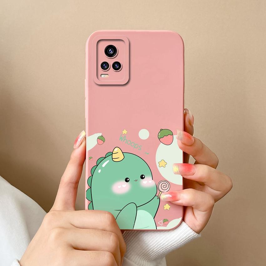 For Vivo V15 S10 Y75 S16 V17 Y77 Phone Bags Naughty Cartoon Dinosaur Patterns Camera Protection Shockproof Silicone Cover Case For Vivo Bumper Housing