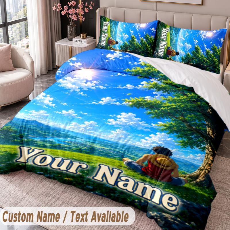 Custom Name Text 3Pcs Bedding Set One Piece Duvet Cover And Two Pillowcases