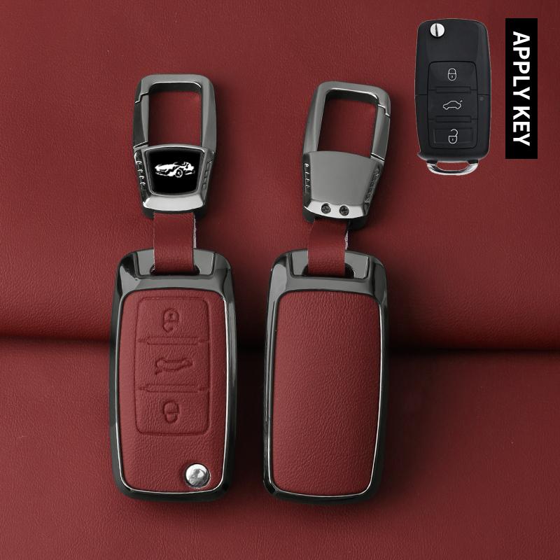 Zinc Alloy Leather Car Key Case For Volkswagen Polo Passat Tiguan B5 B6 B7 Lavida Beetle Scirocco Golf 4 5 6 Mk6 Jetta Key Fob