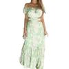 Off-Shoulder Geblümtes Kleid Slim Fit Schnürung Sexy Cut-out Rückenfrei Party Langes Kleid Mode Elegant Kurzarm Sommer A-Linie Locker Rückenfrei