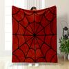 Red Spider Web Pattern Warm Blanket - Flannel Blanket for Bedroom, Living Room, Sofa, and Nap.