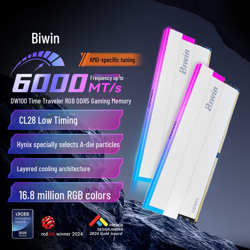 

BIW DDR5 6000MHz CL28 DW100 RGB Desktop Memory Module