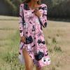 Long  Sleeve Dress For Women Casual Loose Fit Print Dress With Pockets