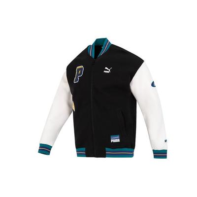 Puma Emblema da Equipe Coleção Início da Primavera Jaqueta Casual Esportiva de Beisebol Jaqueta Unissex Preta 677373-01