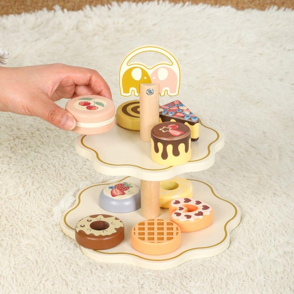 Wooden Tea Set Play Toy Simulation Pretend Play Kitchen Set  Toddlers Girls Boys