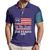Men's Loose Fit Casual Polo Shirt Short Sleeve Printed Flag Graphic Button Collar Comfortable Summer Top